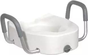 Drive Medical Premium Plastic Raised Toilet Seat with Lock and Padded Armrests