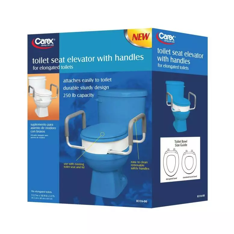 Carex 3.5 Inch Raised Toilet Seat With Arms
