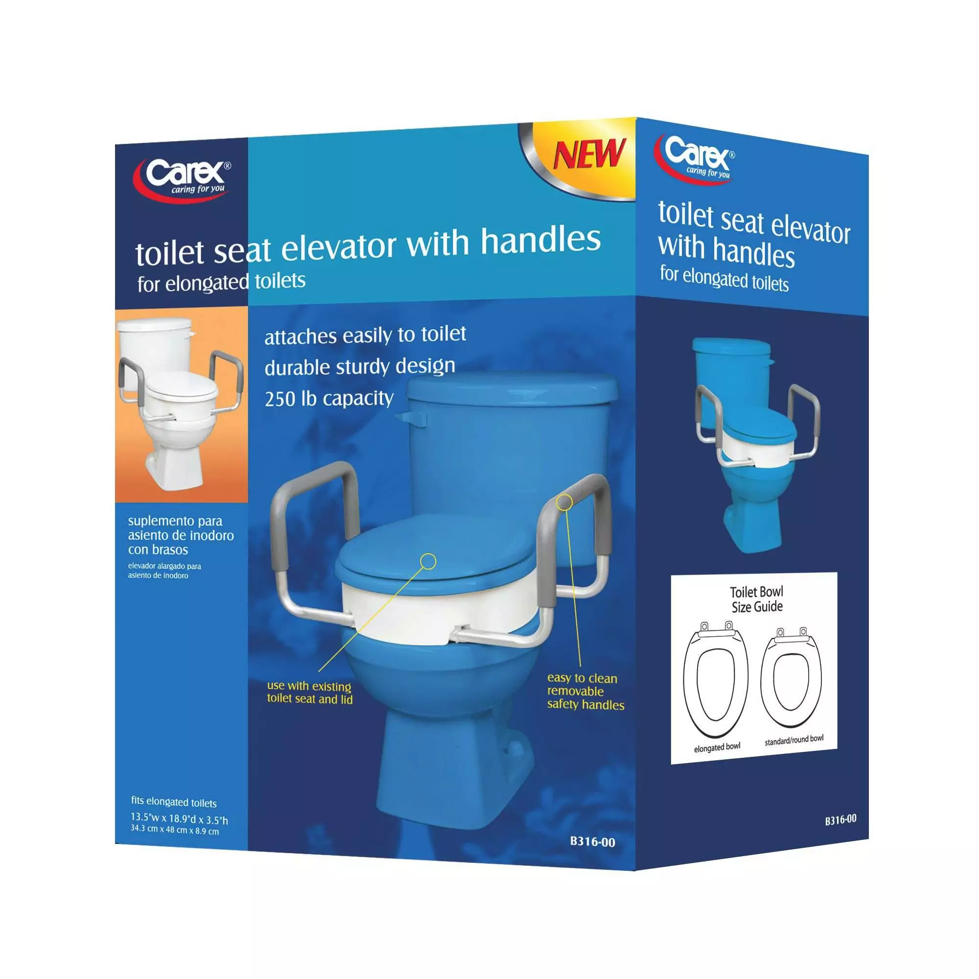 Carex 3.5 Inch Raised Toilet Seat With Arms