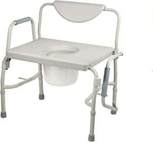 HEALTHLINE Heavy Duty Drop Arm Bariatric Commode | Bedside Commode Toilet Chair Review